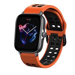 KeeFos 20mm Armband Kompatibel mit Amazfit Active/Amazfit GTR Mini/GTS 4 Mini/GTS 4, Silikon Ersatzarmband Herren Damen für Amazfit Bip 3/Bip 3 Pro/Bip/Bip Lite/Bip U Pro (Orange+Schwarz) von KeeFos