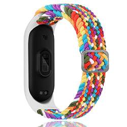 Keecuty Nylon Armband für Mi Band 6/5 / 4/3 Armband Elastisches Stoff Geflochten Weichem Nylon Sport Armbänder Elastizität Atmungsaktive Erweiterbar Uhrenarmband für Mi Band 6/5/4/3-Regenbogen von Keecuty