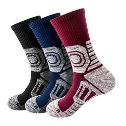 Keejaa Dicke verstärkte Sportsocken Laufsocken Running Socken extrastarke Polsterung Wandersocken Gepolsterte Baumwolle Trekkingsocken Arbeitssocken warm lang zum Sport 4 Paar von Keejaa