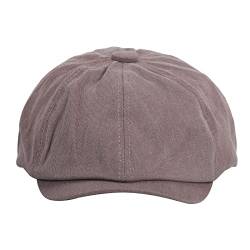 KeepSa Baumwolle Flat Cap Herren Schiebermütze Einfarbig Gatsby Ivy Barett Newsboy 8 Panel Casual Mütze Braun 57-59CM von KeepSa