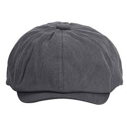 KeepSa Baumwolle Flat Cap Herren Schiebermütze Einfarbig Gatsby Ivy Barett Newsboy 8 Panel Casual Mütze Schwarz 57-59CM von KeepSa