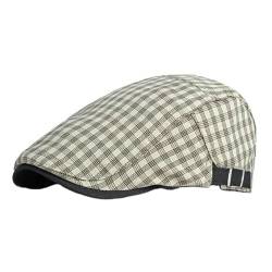 KeepSa Baumwolle Kariertes Schiebermütze Flatcap Herren & Damen - Schirmmützen Gatsby Ivy Newsboy Cap - Unisex Atmungsaktiv Vintage Verstellbare Cabbie Cap von KeepSa