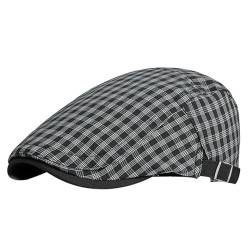 KeepSa Baumwolle Kariertes Schiebermütze Flatcap Herren & Damen - Schirmmützen Gatsby Ivy Newsboy Cap - Unisex Atmungsaktiv Vintage Verstellbare Cabbie Cap von KeepSa