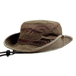 KeepSa Baumwolle Sonnenhut Herren Sommerhut UV Schutz Wanderhut Fischerhut Trekking Faltbar SafariHut mit Kinnband Outdoor Buschhut Hiking Bucket Hat von KeepSa