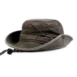 KeepSa Baumwolle Sonnenhut Herren Sommerhut UV Schutz Wanderhut Fischerhut Trekking Faltbar SafariHut mit Kinnband Outdoor Buschhut Hiking Bucket Hat von KeepSa