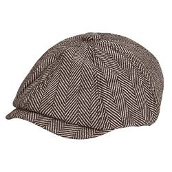 KeepSa Herren Newsboy Stil Tellermütze Schirmmütze Damen 8 Panel Peaky Fischgräten Tweed Schiebermütze Schlägermütze Flat Cap Gatsby Mütze Golf Cap,Braun,57-60CM von KeepSa