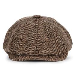 KeepSa Newsboy Stil Tellermütze Schirmmütze Herren Damen - 8 Panel Peaky Fischgräten Tweed Retro Schiebermütze Schlägermütze Gatsby Cap - 59cm, Kaffee von KeepSa