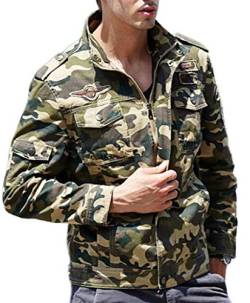 Keephen Herren Military Jacken Lässige Combat Camo Jacke Mantel Full Zip Army Jacke von Keephen