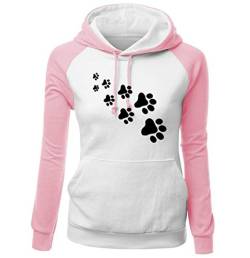 Frauen süße Katze Pfote Grafik Print Hoodies Farbblock Sweatshirt Langarm Pullover Shirts von Keepmore