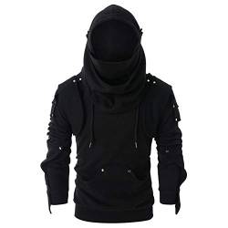 Keepmore Knight Masked Hoodies Herren Mittelalter Vintage Rivet Armor Masked Hooded Sweatshirts Pullover von Keepmore