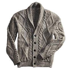 Strickjacke für Herren mit Knöpfen, Twist Knit Winter Warm Sweatshirt Sweater mit Schalkragen von Keepmore