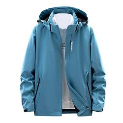 Keepwin Regenjacke Herren Wasserdicht Atmungsaktiv Herren Winterjacke Stehkragen Gefüttert Übergangsjacke Fleecejacke (Hellblau,XL) A2728 von Keepwin