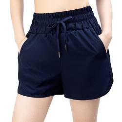 Kefiyis Badeshorts Damen Schnell Trocknend Badehose Damen UV Schutz Schwimmshorts Elastisch Hohe Taille Boardshorts mit Taschen von Kefiyis