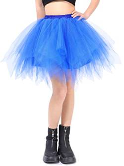 Kefiyis Tüllrock Damen Tütü Karneval Party Tutu Kurz 50er Rockabilly Petticoat Ballet Halloween Fasching Cosplay Tanzkleid Kostüm Blau von Kefiyis