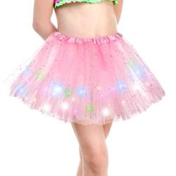 Kefiyis Tüllrock Kinder Mädchen Tütü LED Lichterkette Tutu für Ballett Halloween Karneval Party Tanzen Fancy Dress Rosa von Kefiyis