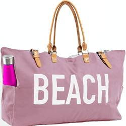 Keho Wasserdichte Strandtasche mit Taschen für Damen (sanddicht), Roségold, Large von Keho