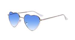 Kelens Herz Sonnenbrille Metallrahmen Trendige Vintage Herzförmige Sonnenbrille, UV Schutz Party Brille (Gradient Blue Lens) von Kelens