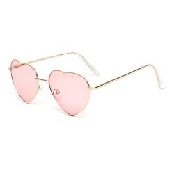 Kelens Herzbrille Metallrahmen, Damen Retro Herz Sonnenbrille UV-Schutz, Festival, Party Brille (Rose Lens) von Kelens