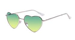 Kelens Herzbrille Metallrahmen, Retro Herz Sonnenbrille UV-Schutz, Festival, Party Brille (Gradient Green Lens) von Kelens