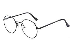 Kelens Klare Linse Retro Nerdbrille Damen und Herren Metall Frame Runde Brille Ohne Sehstärke Mode Vintage Brille von Kelens