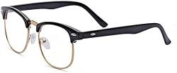 Kelens Kurzsichtigkeit Brille Halbrahmen Computerbrille Retro Myopie Nerdbrille Klare Linsen Fernbrille Mit Dioptrien -1.0 bis -4.0 (Schwarz, -1.5) von Kelens