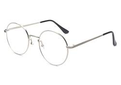 Kelens Retro Klare Linse Runde Brille mit Metallrahmen Ohne Sehstärke Computerbrille Clear Lens Brille Nerdbrille von Kelens