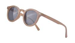 Kelens Sonnenbrille Damen Herren Runde Polarisierte Gläser mit UV400 Schutz Vintage Nerd Sonnenbrille Verspiegelt Kunststoff Gestell Braun von Kelens
