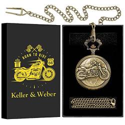 Keller & Weber Vintage Motorrad Taschenuhren für Männer, Motorrad Geschenke für Männer Papa, Valentinstagsgeschenke, Geburtstagsgeschenke, Halskette Geschenke für Frauen von Keller & Weber