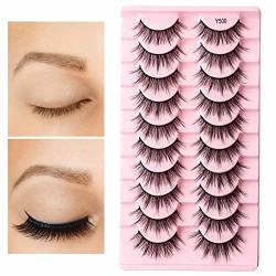 Flauschige Wimpern,3D flauschige falsche Wimpern - 10 Paar Faux Lashes Wispy Lashes Pack Dramatic Long Thick Volume Fake Eye Lash Multipack Keloc von Keloc