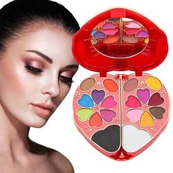 Make-up-Set – Herzförmiges Make-up-Set | 28 Farben Make-up-Set für Frauen, komplettes Set mit Spiegel, Urlaubsmake-up, Geschenk-Set für Frauen und Mädchen Keloc von Keloc