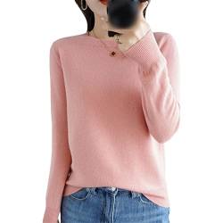 100% Wolle Kaschmir Pullover Damen O-Ausschnitt Pullover Casual Knit Top Herbst Winter Mantel, Hautpuder, M von Kelsiop
