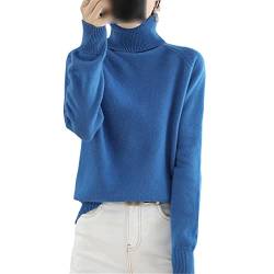 Herbst Winter Damen Pullover Rollkragen Kaschmir Pullover Langarm Casual Basic Sweater, Haze Blue, S von Kelsiop
