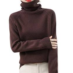 Herbst Winter Damen Pullover Rollkragen Kaschmir Pullover Langarm Casual Basic Sweater, coffee, L von Kelsiop
