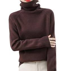 Herbst Winter Damen Pullover Rollkragen Kaschmir Pullover Langarm Casual Basic Sweater, coffee, M von Kelsiop