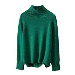 Kelsiop 100% Wolle Damen Pullover Casual Strickoberteil Herbst und Winter Verdickter halber Rollkragen Kaschmir Pullover, grün, M von Kelsiop