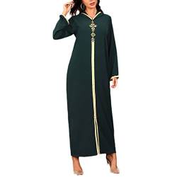 Kelsiop Robe Marokkanisches Kleid Dubai Türkei Islam Robe Muslim Hijab Kleid Afrikanisches Kleid, dunkelgrün, L von Kelsiop