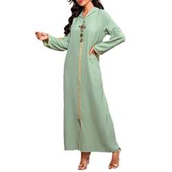 Kelsiop Robe Marokkanisches Kleid Dubai Türkei Islam Robe Muslim Hijab Kleid Afrikanisches Kleid, lichtgrün, Small von Kelsiop