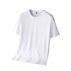 Kelsiop Rundhals-T-Shirt für Herren, einfarbig, Eisseide, kurze Ärmel, weiß, XL von Kelsiop