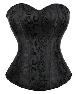 Kelvry Damen Übergröße Gothic Taille Cincher Lace up Knochen Überbrust Korsett Bustier Bodyshaper Top, Schwarz , 8-10 von Kelvry