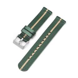 20/22mm Nylon Uhrengurt Sport Ersatzband Armband, Grüne Khaki 1, 22mm von KemEng