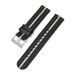 20/22mm Nylon Uhrengurt Sport Ersatzband Armband, Schwarzer Khaki 1, 22mm von KemEng