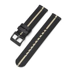 20/22mm Nylon Uhrengurt Sport Ersatzband Armband, Schwarzer Khaki 2, 24mm von KemEng