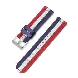 KemEng 20/22mm Nylon Uhrengurt Sport Ersatzband Armband, Blau weiß Rot 1, 22mm von KemEng