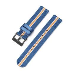 KemEng 20/22mm Nylon Uhrengurt Sport Ersatzband Armband, Blue Wihite Orange 2, 18mm von KemEng