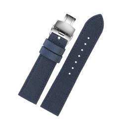 KemEng Nylon Canvas Uhrengurt 18-24mm NATO Uhr Band für Männer und Frauen, Blaue Silberklappschnalle, 21mm von KemEng