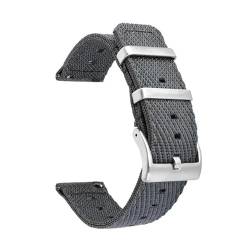 KemEng Nylon Uhrengurt 18-24mm gewebtes Schnellrelistband Armband, Grau Silber, 24mm von KemEng