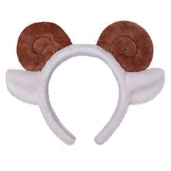 Kemelo Cosplay Pelzigen Tier Ziegenhörner Haarreifen Schaf Stirnband Cosplay Cartoon Kopfschmuck Für Halloween Party Dekoration, Damen Kopfbedeckungen, Weiß + Kaffee von Kemelo