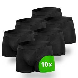 Kemes Boxershorts Herren 10 Pack Baumwolle schwarz Unterhosen atmungsaktiv Unterwäsche Herren | Größe L von Kemes