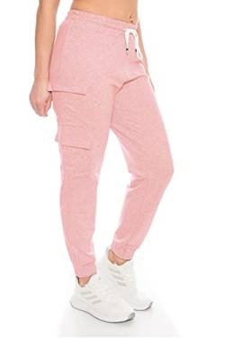 Damen Jogging Hose Jogginghose High Waist Baumwolle lang freizeithose Trainingshose Joggpants fitnesshose Jogpant stretch Sporthose Yogahose Jogger Yoga sport sexy Cargohose cargo-joggers Rosa XL von Kendindza Collection