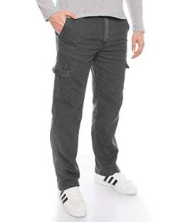 Herren Freizeithose Cargohose Jeanshose Bundhose Schlupfhose Baumwollhose Herrenhose lang regular fit Bauwolle Gummizug Männer Tasche Arbeitshose Bund Kurzgröße Stretchhose Hose Cargo (Schwarz, L) von Kendindza Collection